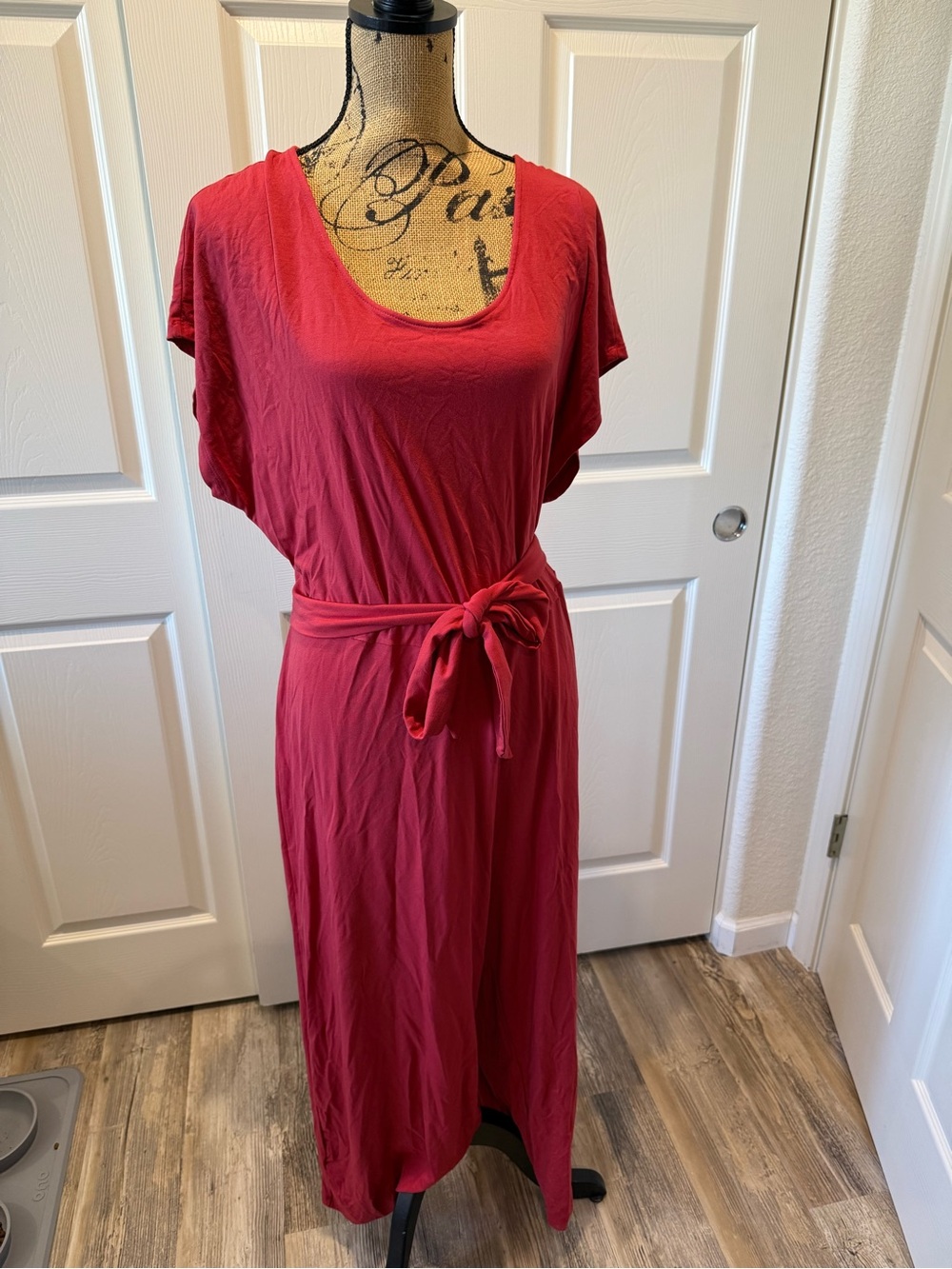 Old Navy Red Boot Cut & Flare Jumpsuit with Tie Waist